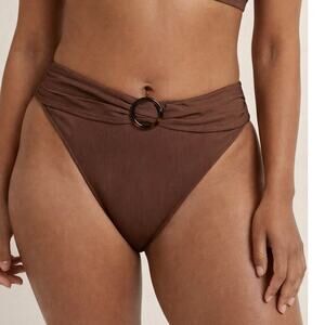 Summersalt Brown Ribbed High Leg Full Coverage Bikini Bottom NWT Size 20